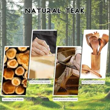 9-Piece Wooden Utensil Set - Premium Teak Kitchen Tools