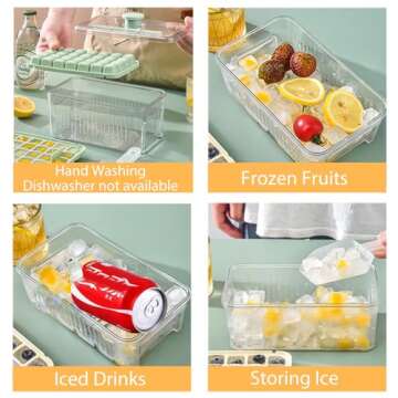 J.Y.Memorize Mini Ice Cube Trays for Freezer, Ice Cube Tray with Lid and Bin, 2 Pack 56 PCS Small Ice Cube Mold with Ice Scoop for Whiskey, Cocktail, Coffee and Kids DIY