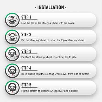 Universal Steering Wheel Cover with Microfiber Leather for Car Truck SUV, Anti-Slip Steering Wheel Cover 15 inchs (Black+Orange)…