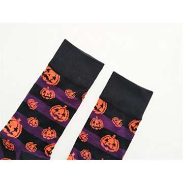 SherryDC Men's Halloween Pumpkins Bats Novelty Fun Crew Length Casual Dress Socks 2-Pack,One Size