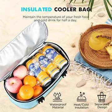 EUDELE Mesh Beach Tote Bag with Detachable Beach Cooler - MAX Capacity 38L 150lbs Ultra Durable for Women Blue