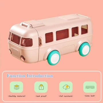 GHOHG Cute Cartoon Bus Water Bottle - 17OZ Fun Design