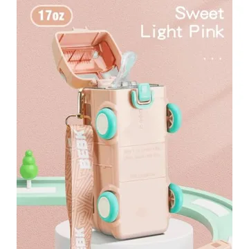 GHOHG Cute Cartoon Bus Water Bottle - 17OZ Fun Design