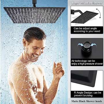 Shower Head Combo,10 Inch High Pressure Rain Shower Head with 11 Inch Adjustable Extension Arm and 3...