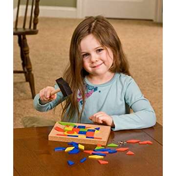 HABA Tap & Tack Jr. Imaginative Design Play Set with Corkboard, Hammer, Templates and 50 Wooden Tiles