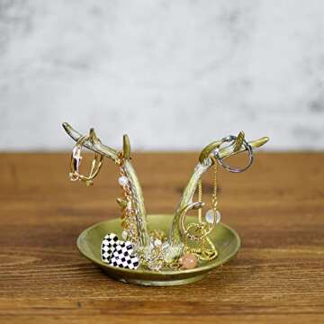 LuHeToz Antique Gold Metal Ring Holder for Women