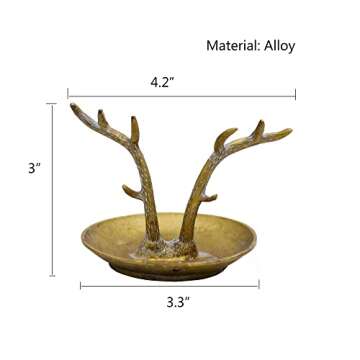 LuHeToz Antique Gold Metal Ring Holder for Women