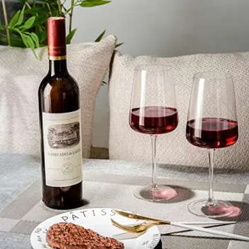 BACLIFE Hand Blown Red Wine Glasses Set of 4 – Premium Crystal Wine Glasses With Long Stem,19 oz – Unique Gift for Wedding,Birthday,Anniversary – Ideal for Restaurants,Home Bar