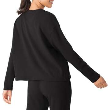 Hanes Originals Comfywear French Terry Pullover, Cropped Crewneck Sweatshirt for Women, Black, Medium