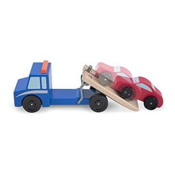 Melissa & Doug Flatbed Tow Truck Wooden Vehicle Set