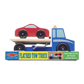 Melissa & Doug Flatbed Tow Truck Wooden Vehicle Set