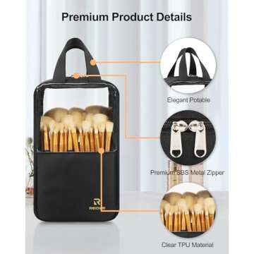 MONSTINA Makeup Brush Organizer Bag,Large Capacity Portable Stand-Up Makeup Brush Holder,Professiona...