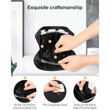 MONSTINA Makeup Brush Organizer Bag,Large Capacity Portable Stand-Up Makeup Brush Holder,Professional Artist Makeup Brush Sets Case Dust-proof TPU Transparent Clear