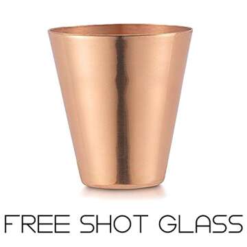 Moscow Mule Copper Mugs Set of 2 - Solid Copper Handcrafted Copper Mugs for Moscow Mule Cocktail - 16 Ounce - Shot Glass Included - Gift Set