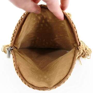 Lobagve Crochet Beach Bag Round Stylish Women's Purse