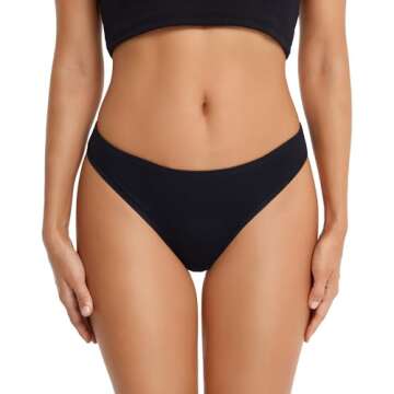 ANZERMIX Women's Breathable Cotton Thong Panties Pack of 6 (6-pack Fashion Assorted, Medium)