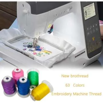 New brothreads 63 Colors 100% Polyester Machine Embroidery Thread 550yd with Thread Nets - Compatible for Home-Based Embroidery Sewing Machine