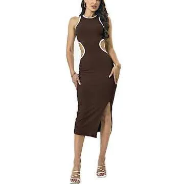 NauLon Sexy Cut Out Bodycon Dress for Parties and Events