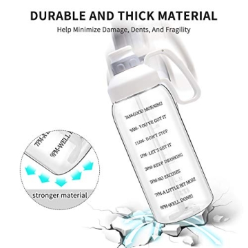 64 oz Water Bottle with Straw and Motivational Quotes