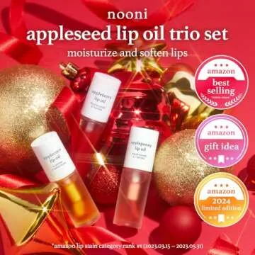 NOONI Vegan Appleseed Lip Oil Gift Set - Limited Edition | Long-Lasting, Moisturizing, Plumping, Rev...