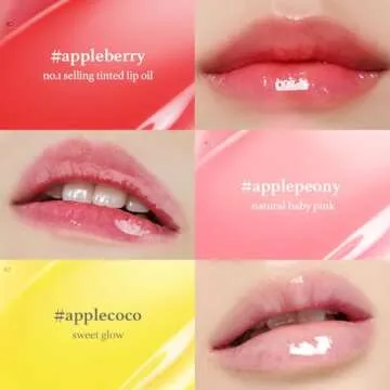 NOONI Vegan Appleseed Lip Oil Gift Set - Limited Edition | Long-Lasting, Moisturizing, Plumping, Revitalizing for Dry Lips, Waterproof, No Peel Off, Korean Tint, Hydrating, 0.12 Oz x 3ea