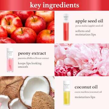 NOONI Vegan Appleseed Lip Oil Gift Set - Limited Edition | Long-Lasting, Moisturizing, Plumping, Revitalizing for Dry Lips, Waterproof, No Peel Off, Korean Tint, Hydrating, 0.12 Oz x 3ea