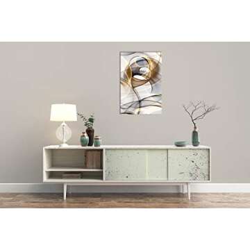 Abstract Wall Art Modern Abstract Wall Decor Gray And Gold Canvas Picture Painting Kitchen Prints Pi...