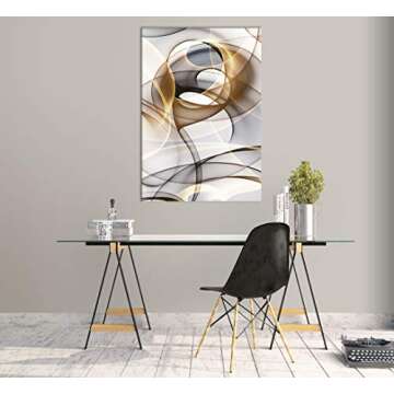 Abstract Wall Art Modern Abstract Wall Decor Gray And Gold Canvas Picture Painting Kitchen Prints Pictures for Home Living Dining Room