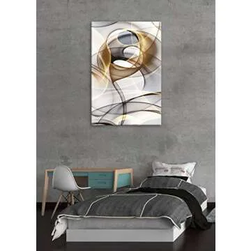 Gray and Gold Abstract Canvas Art for Modern Decor