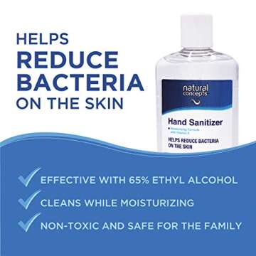 Natural Concepts | 70% Ethyl Alcohol with Aloe and Vitamin E, Hand Sanitizer Gel | Made in Canada | 8-oz Bottle, 6-Pack | with Pump