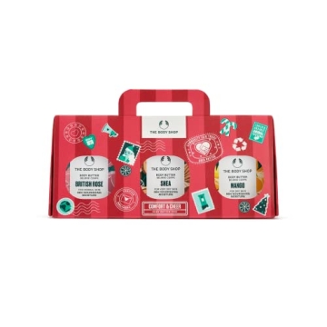 The Body Shop Comfort & Cheer Body Butter Trio Gift Set – Hydrating & Rejuvenating Skincare with 9...