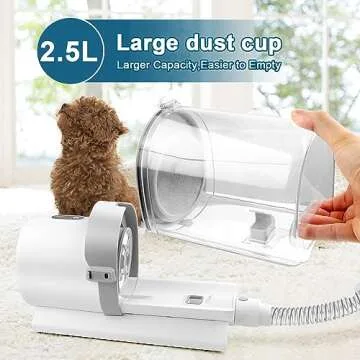 YikTOL Dog Grooming Kit for Pet Include 4 Hair Clipper Combs 2.5L Vacuum Cleaner and 5 Pet Grooming Tools for Shedding, Low Noise for Home Cleanning