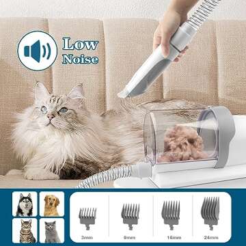 YikTOL Dog Grooming Kit for Pet Include 4 Hair Clipper Combs 2.5L Vacuum Cleaner and 5 Pet Grooming Tools for Shedding, Low Noise for Home Cleanning