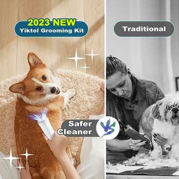 YikTOL Dog Grooming Kit for Pet Include 4 Hair Clipper Combs 2.5L Vacuum Cleaner and 5 Pet Grooming Tools for Shedding, Low Noise for Home Cleanning