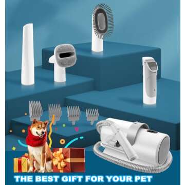 YikTOL Dog Grooming Kit for Pet Include 4 Hair Clipper Combs 2.5L Vacuum Cleaner and 5 Pet Grooming Tools for Shedding, Low Noise for Home Cleanning