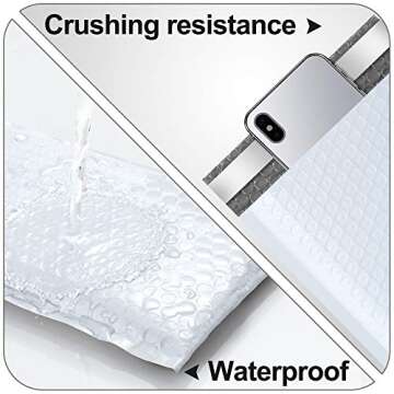 Famagic Bubble Mailers 6x10 Inch 50pc White Shipping Bags, Chic Packaging Bags For Small Business, Colored Padded Mailing Envelopes, Opaque Matte Self Seal Bubble Poly Mailers Bulk #0