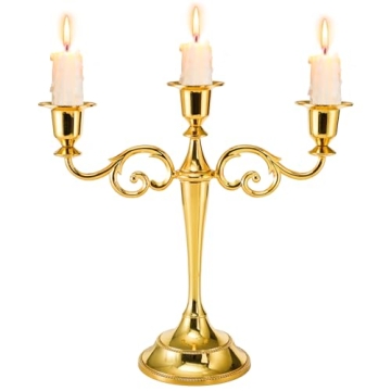 YOUEON Candelabra Candle Holder | Gold Taper Candle Centerpiece for Weddings and Events