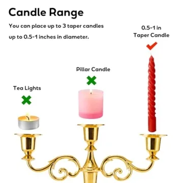 YOUEON Elegant Candelabra Candle Holder for Decor