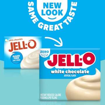 Jell-O White Chocolate Sugar Free & Fat Free Instant Pudding & Pie Filling Mix, 24 ct Pack - 1 oz Boxes, As Seen on TikTok