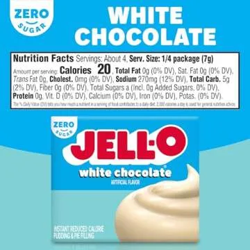 Jell-O White Chocolate Sugar Free & Fat Free Instant Pudding & Pie Filling Mix, 24 ct Pack - 1 oz Boxes, As Seen on TikTok