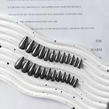 Black Chrome Almond Press on Nails for Effortless Glamour