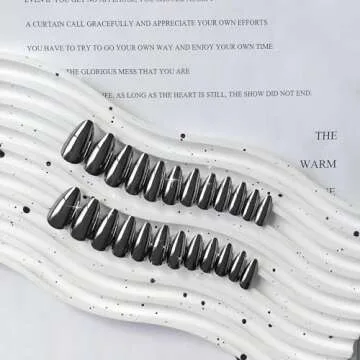 Black Chrome Almond Press on Nails for Effortless Glamour