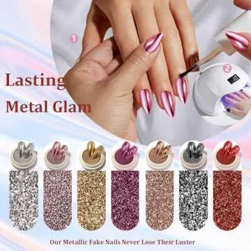 Black Chrome Almond Press on Nails for Effortless Glamour