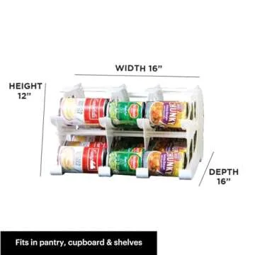 FIFO Countertop Mini Can Tracker Holds 30 Standard 10-24 Oz Can Sizes, White| Stackable & Adjustable Can Organizer for Pantry, USA Made, White