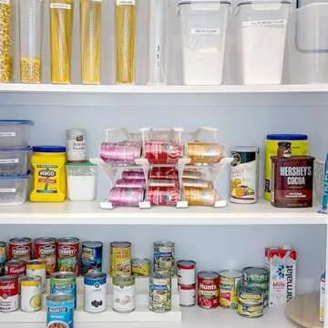 FIFO Countertop Mini Can Tracker Holds 30 Standard 10-24 Oz Can Sizes, White| Stackable & Adjustable Can Organizer for Pantry, USA Made, White