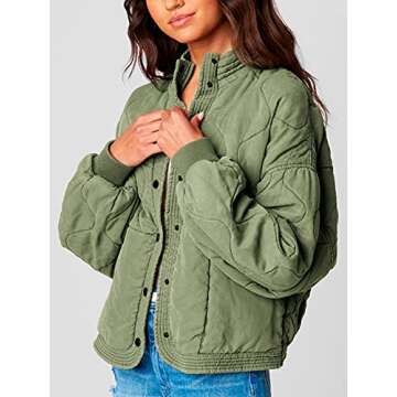 [BLANKNYC] Women's QUILTED JACKET Outerwear, -Burnt Sage, XS
