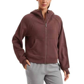 CRZ YOGA Women's Cozy Fleece Lined Oversized Full Zip Hoodie - Stylish and Versatile