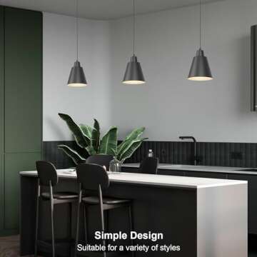 Industrial Pendant Lights - 3 Pack Adjustable Vintage Black Fixtures for Any Room