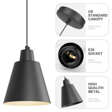 Vintage Industrial Pendant Lights - Adjustable Black Fixtures