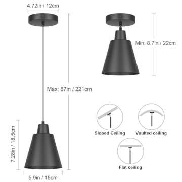 Vintage Industrial Pendant Lights - Adjustable Black Fixtures